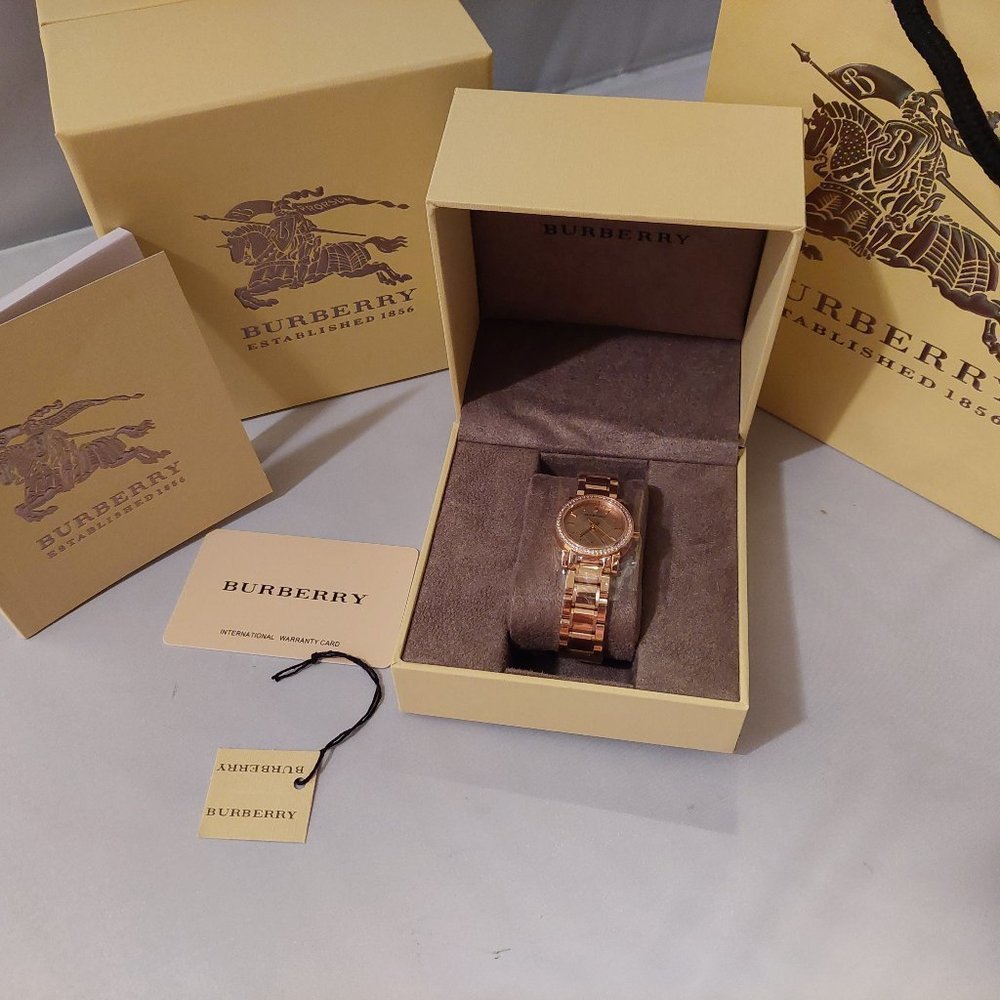 BURBERRY Diamond Rose Gold Watch - NEW! - Picture 3 of 16